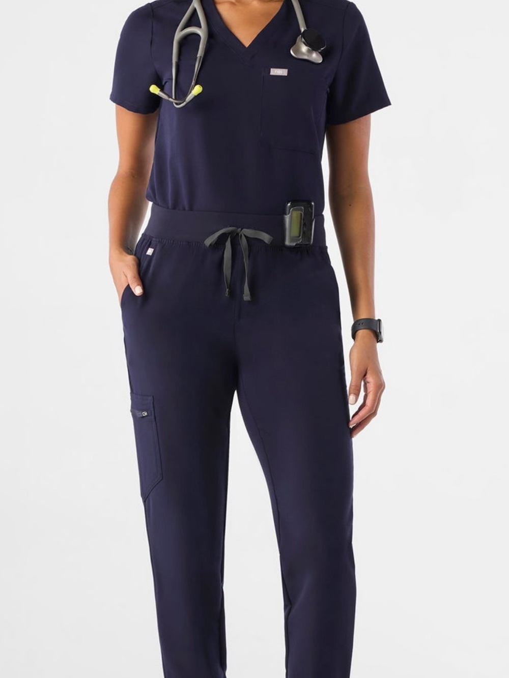 Figs navy scrub joggers and top